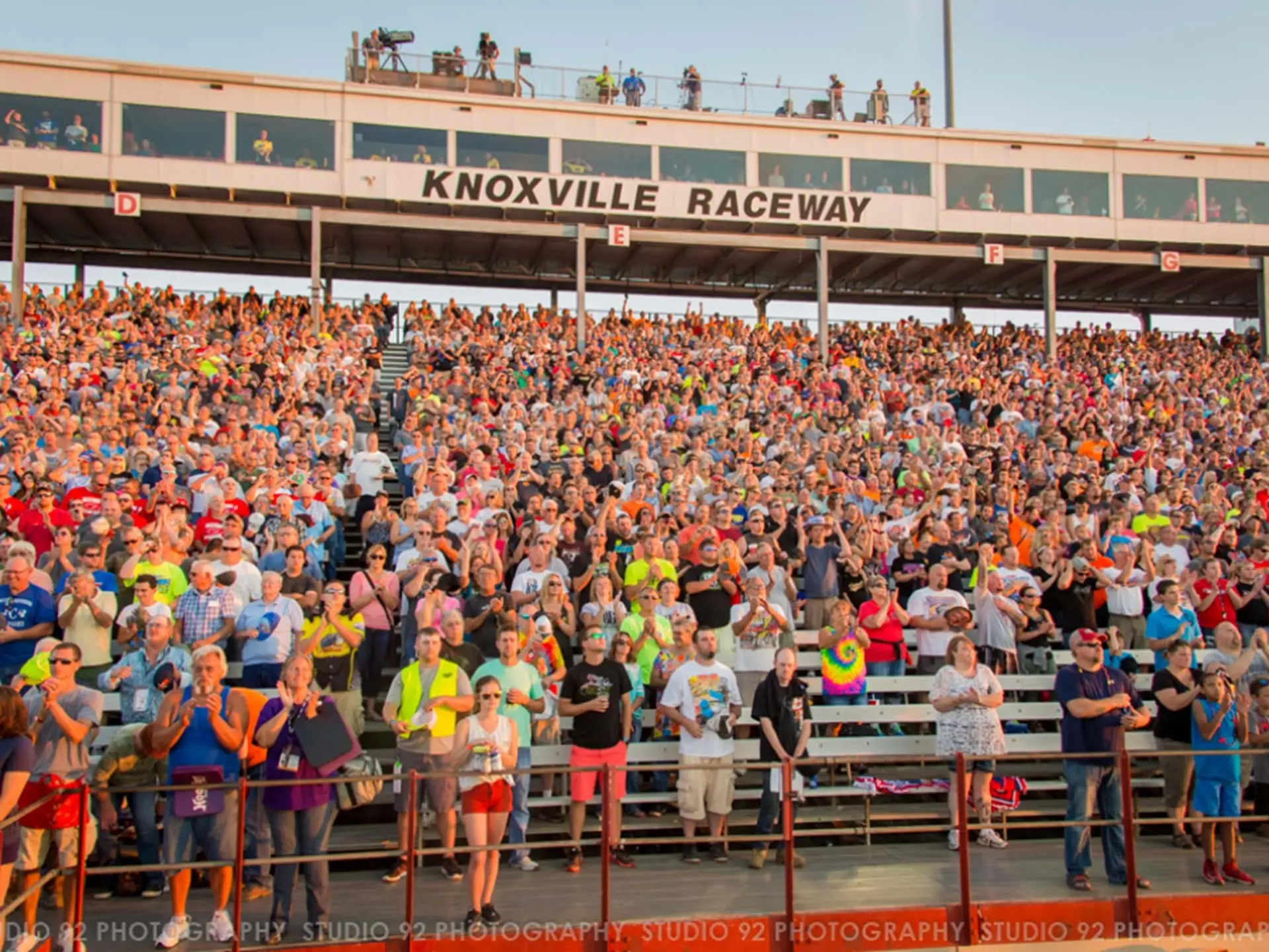 Crowded grandstands at Knoxville Raceway